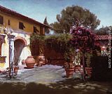 Maureen Hyde Courtyard in August (Toscana) painting